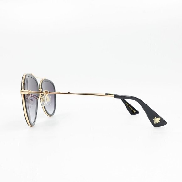 Gucci GG0062 Aviator Polarized Sunglasses Black Gray OS - Picture 15 of 16